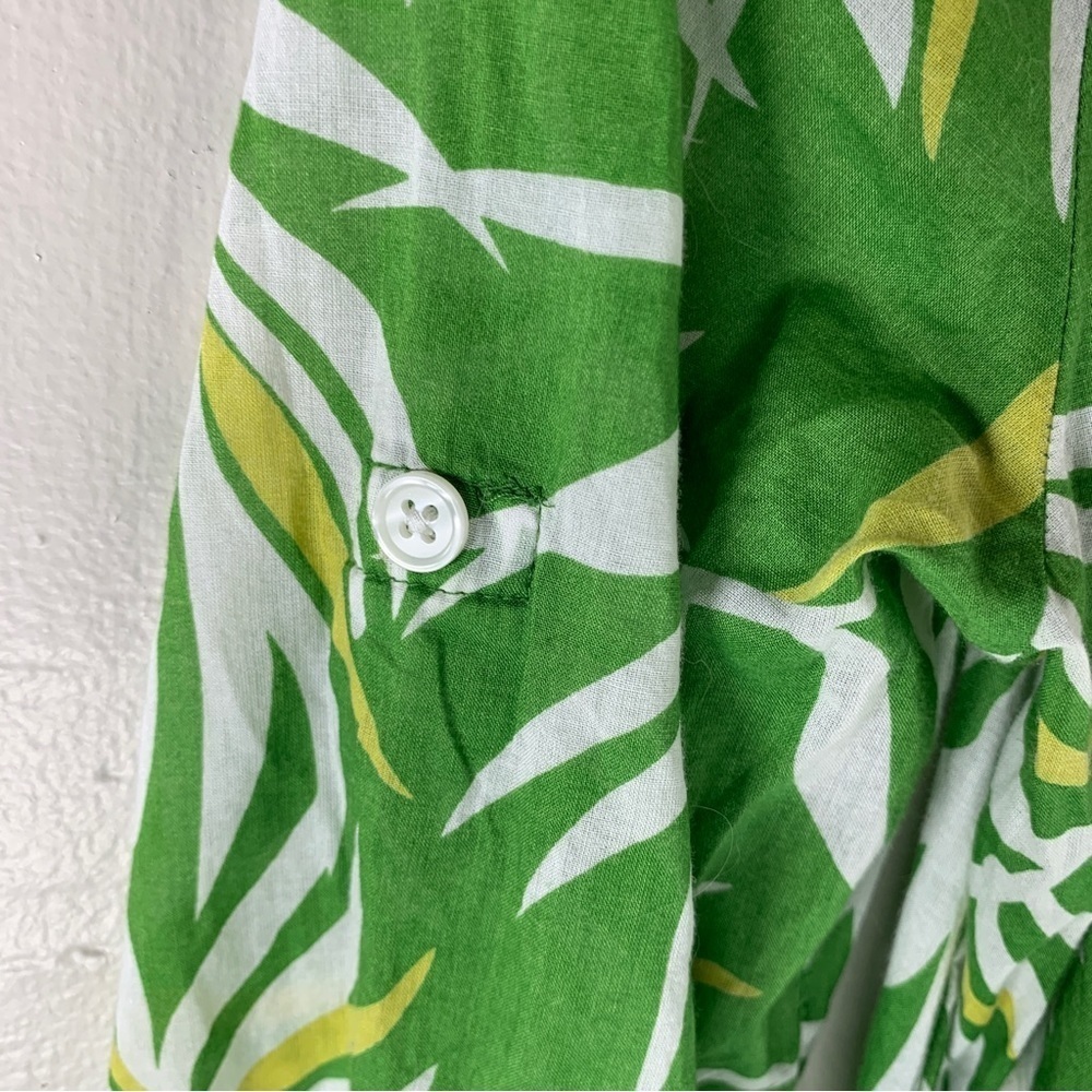 Banana republic green palm print blouse Hawaiian 100% cotton button up XS top - Picture 8 of 11